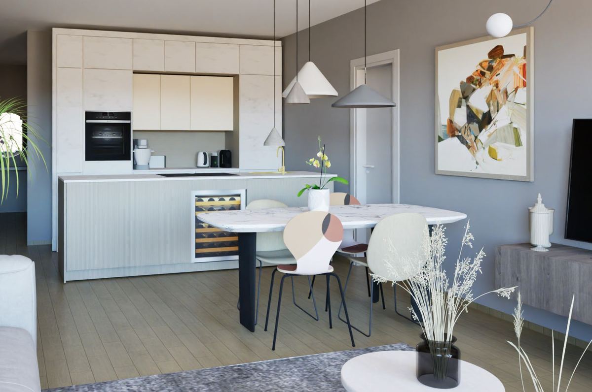 Cucina moderna con isola del Flat 2, CdP3