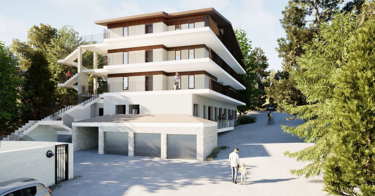 Render esterno dell'edificio CdP3 a Castione della Presolana